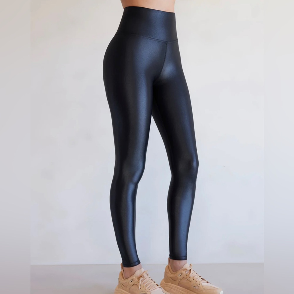 Carbon 38 Black Coated Leggings Size Small
